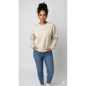 Gildan Child of God Embroidered Crewneck Sweatshirt Sand Beige Large